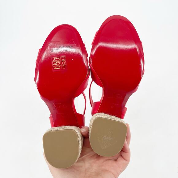 Christian Louboutin Summer Mariza 85 Red Leather Espadrilles Heels Sandals EU 37 - Picture 9 of 11